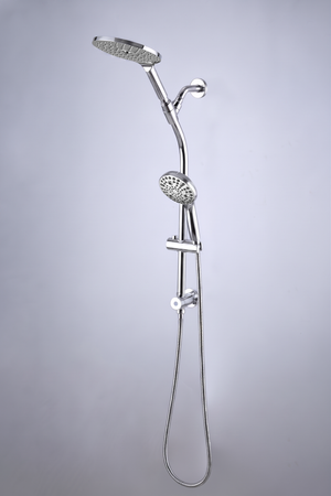 High Pressure Dual Shower Head Set - 26 Inch Tool-Free Adjustable Slide Bar,10 Spray Settings and Handheld.