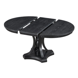 5 Piece Dining Set Extendable Round Table And 4 Chairs - Black / Oak