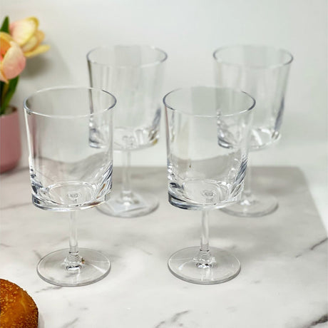 Halo - Leadingware Oval Plastic Wine Glasses (Set of 4) Unbreakable Bpa Free Acrylic, 12Oz - Clear