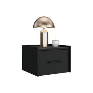 Floating Nightstand, Space Saving Design With Handy Drawer And Surface - Black