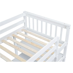 Loft Bed With Storage Shelves And Under Bed Desk