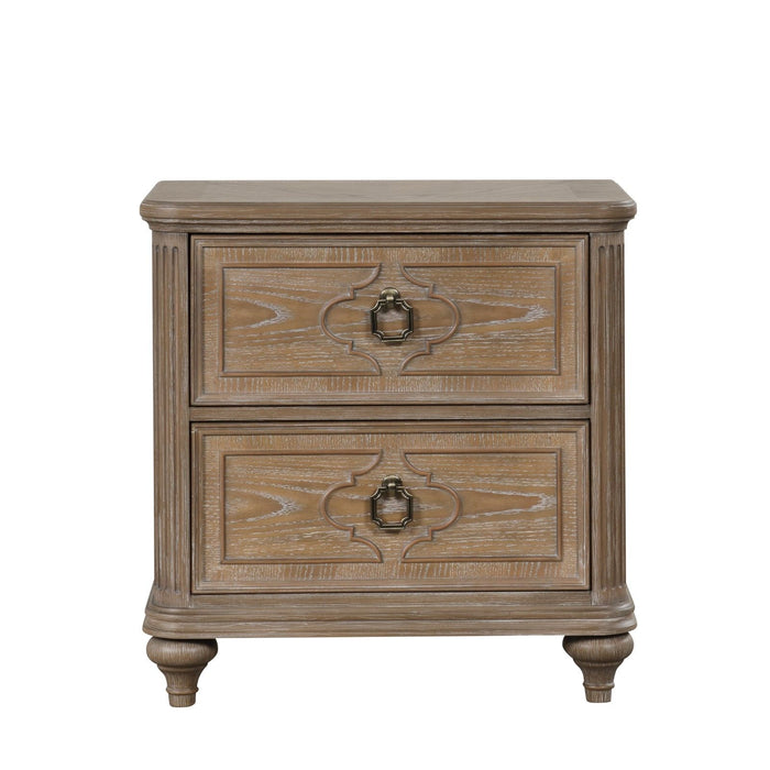 Oak Accent Nightstand with USB A & C Charging Ports - Rustic