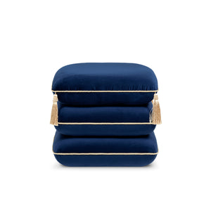 Monarch 19.5" Squared Upholstered Ottoman with Bullion Fringe