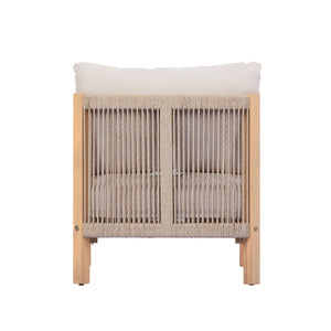 5 Piece Acacia Wood Outdoor Sofa Set with Rope-Woven Chairs