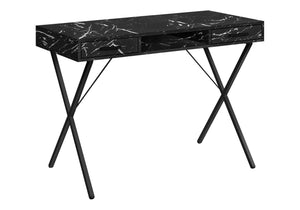 Computer Desk, Home Office, Laptop, Left, Right Set-Up, Storage Drawers, Work, Marble Look Laminate, Contemporary, Modern - Black - Best Buy Furniture