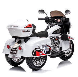 12V Kids Ride On Motorcycle, Electric Toddler Motorcycle Toy with LED Lights, Wireless Music, Large Storage Trunk, Soft PU Seat, Forward & Reverse, Rechargeable Electric Vehicle for 3-6 Years Old