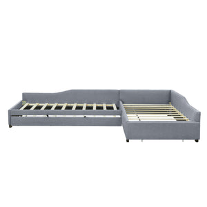 Upholstered Double Daybed With Trundle And Drawer