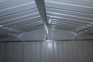 10x8 Foot Outdoor Metal Storage Shed, Sliding Doors, Coal Grey
