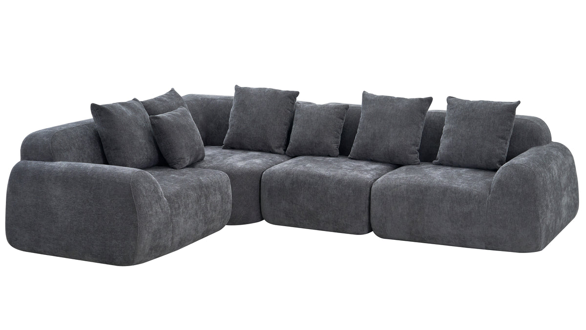 Oversized Cloud Velvet Curved Sectional Couch - 118'