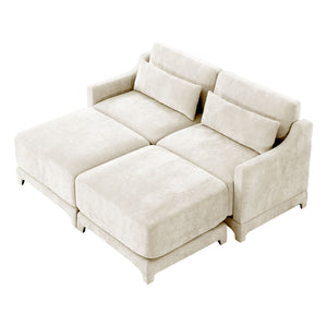 Stylish Sofa With Ottoman And Lumbar Pillows, Ergonomic Design