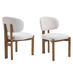 Beige Upholstered Mid-Century Dining Chair