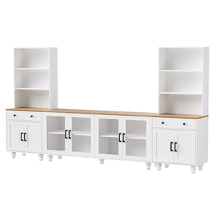 Farmhouse TV Stand With Solid Wood Gourd Shaped Legs For TVs Up To 70"