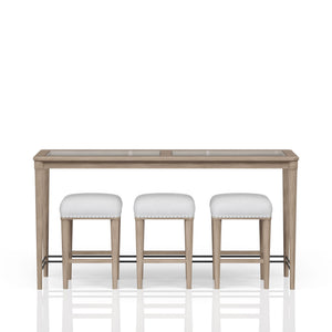 Glass Console Table With 3 Stools - Frosted