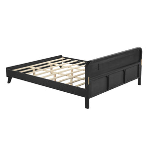 Pine Solid Wood Queen Size Bed, Solid and Stable, No Box Spring Needed