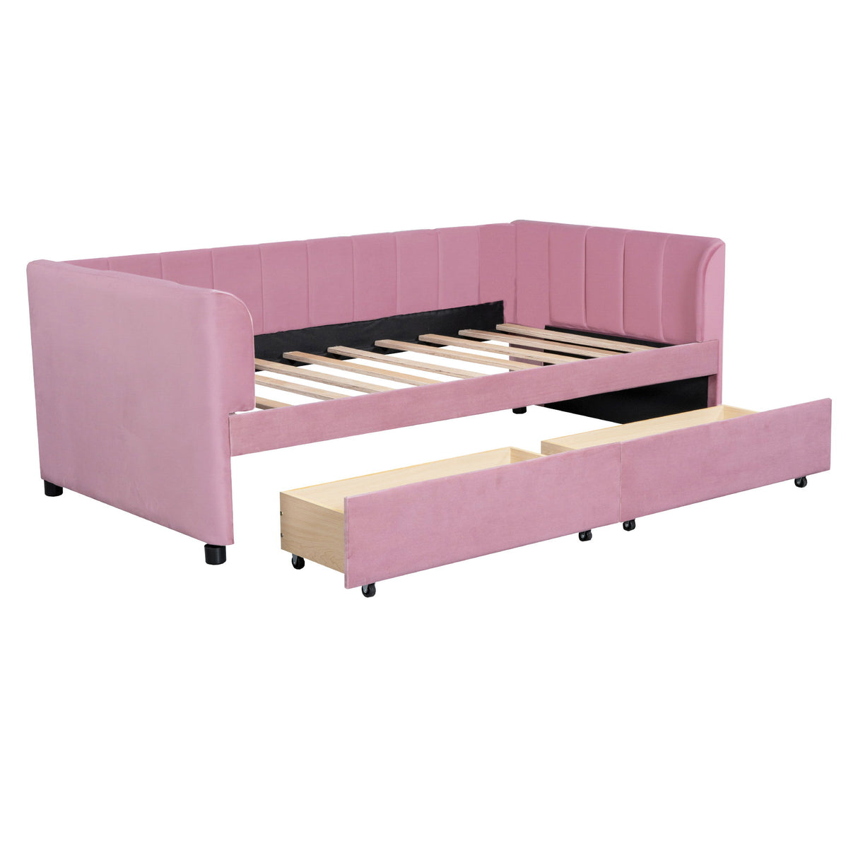 Upholstered Daybed With Ergonomic Design Backrest