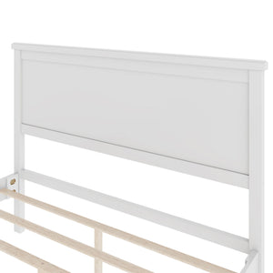 Mid-Century Platform Bed With Headboard And Slat Support, No Box Spring Needed