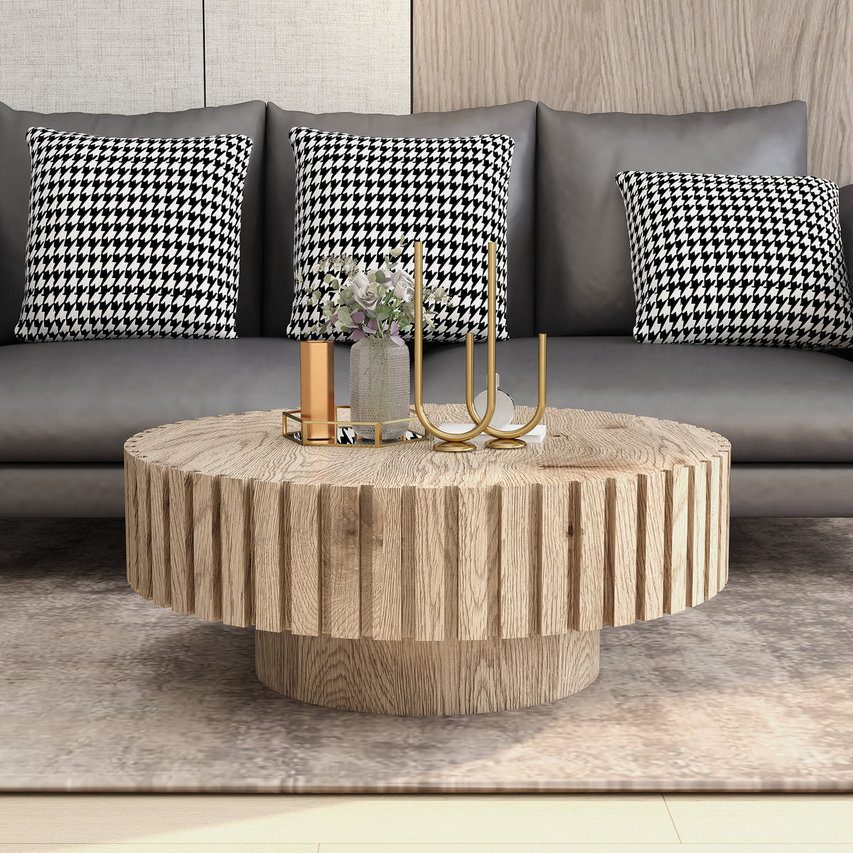 Modern Minimalist Circular Coffee Table 31.4''