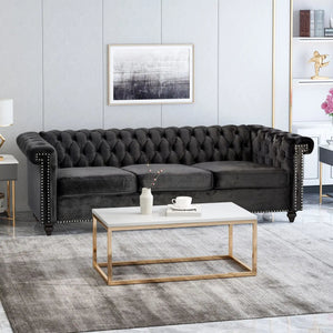 Chesterfield Style 3 Seater Sofa With Deep Button Tufting - Best Buy Furniture