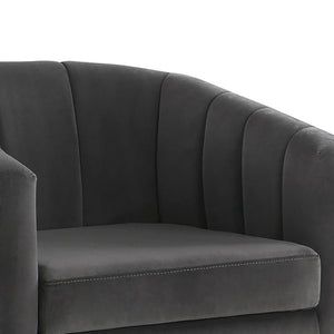 Tufted Barrel Accent Chair Upholstered Lounge Chair - Gray