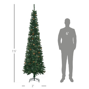 Slim Pine Needles Xmas Tree - 7.5 Foot Pencil Christmas Tree