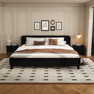 Pine Solid Wood King Size Bed, Solid and Stable, No Box Spring Needed