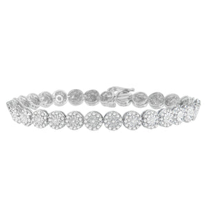 14K White Gold 2.00 Cttw Diamond Halo Link Tennis Bracelet (H-I Color, I1-I2 Clarity) - 7" Inches