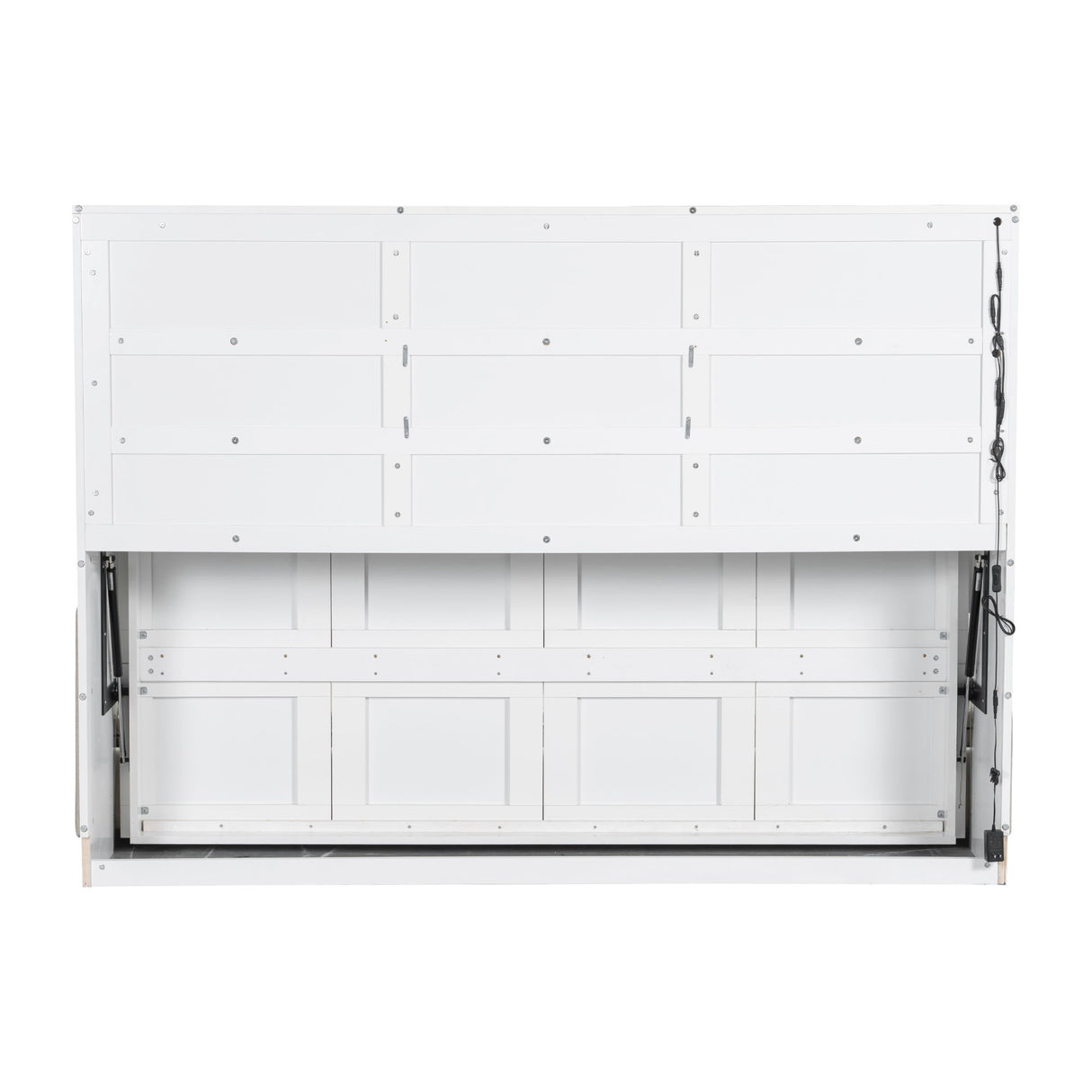 Murphy Cabinet Bed With Folding Sofa, Built In Storage Shelves And LED Light
