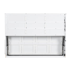 Murphy Cabinet Bed With Folding Sofa, Built In Storage Shelves And LED Light