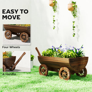 Outsunny Wooden Wagon Planter Box