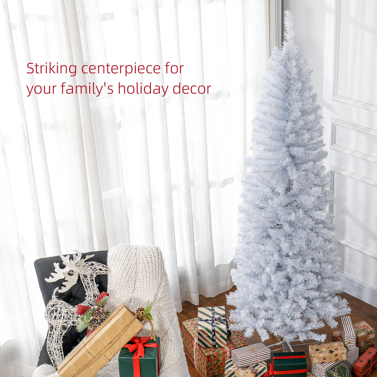 HOMCOM 6ft Pencil Christmas Tree