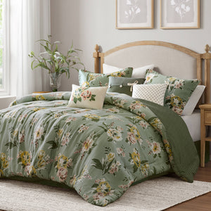 7-Piece Cal King Vin Floral Comforter Set