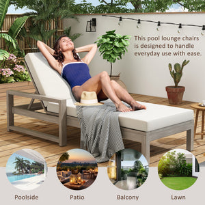 Outdoor Lounge Chairs, 5 Position Chaise Lounge With Adjustable Backrest (Set of 2) - Gray