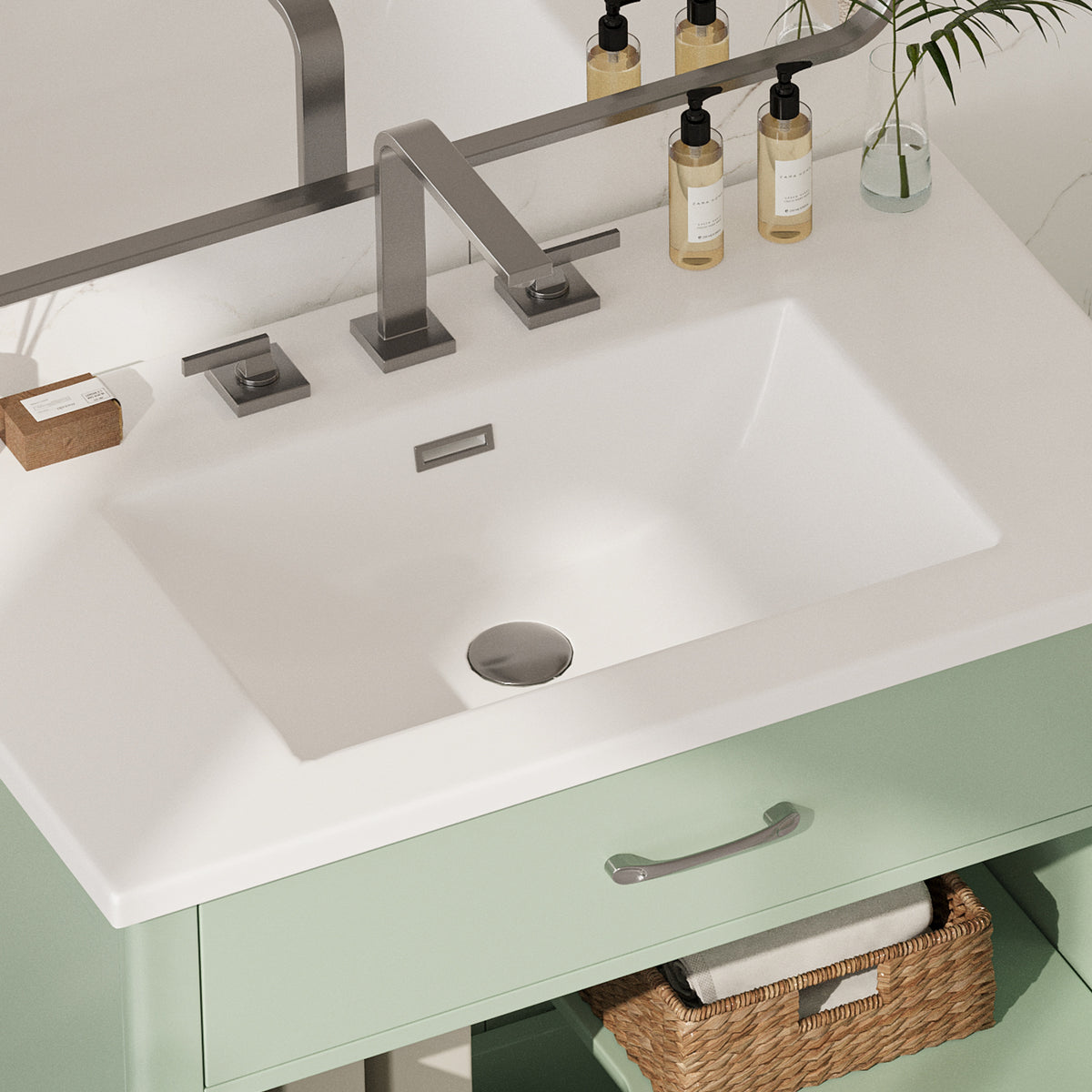 30 Inches Bathroom Vanity with Tempered Glass