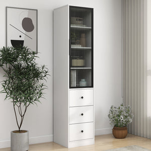 70.87" Tall Bathroom Storage Cabinet with Glass Door and Drawers