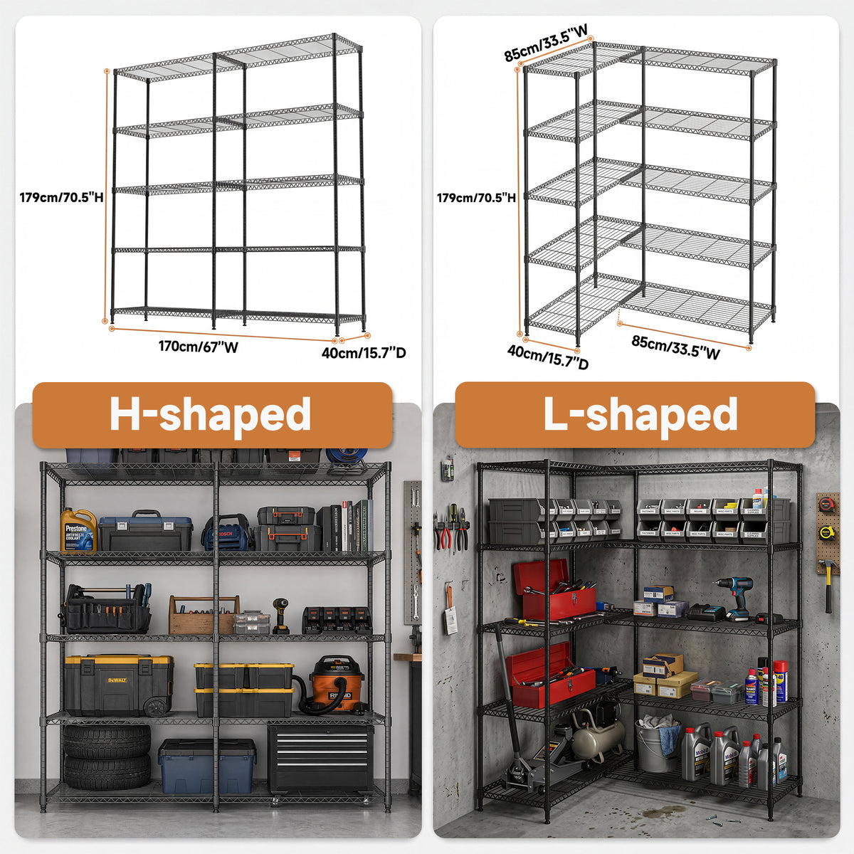 5 Tiers Adjustable Heavy Duty Metal Storage Shelves