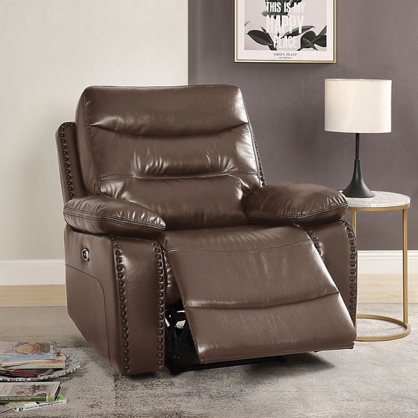 Aashi - Leather Gel Match Recliner Chair - Brown - Best Buy Furniture
