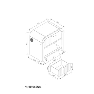 Beverly - Nightstand With Speakers, Rounded Sides - Black White