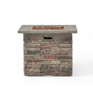 Classic Design Square Fire Pit With Top And 40, 000 Btu Heat Output - Stone Gray - Best Buy Furniture