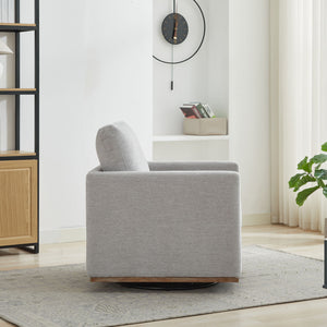 Modern Square Upholstered Swivel Accent Chair With Metal Base