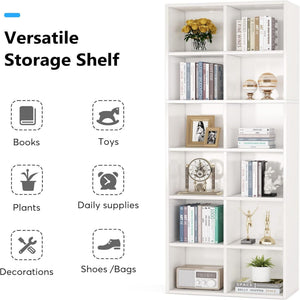 Narrow 12 Cube Bookcase With Closed Back For Living Room - White