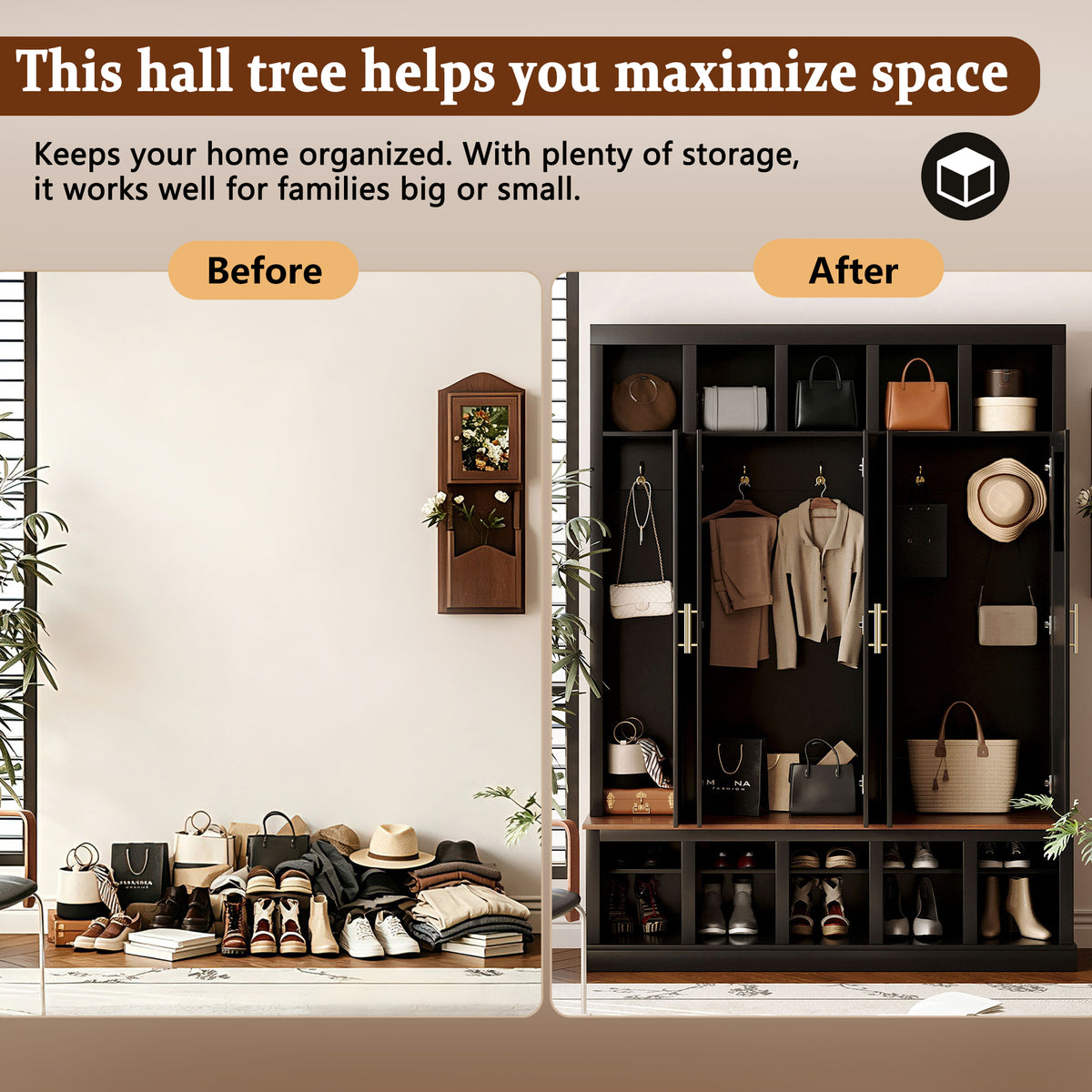U-Can Farmhouse Entryway Storage Cabinet Coat Closet