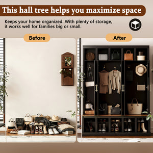U-Can Farmhouse Entryway Storage Cabinet Coat Closet