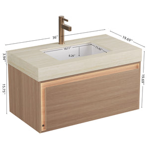 NYAH 36'' Bathroom Vanity & Sink - Floating Ultra-Slim Grille Design