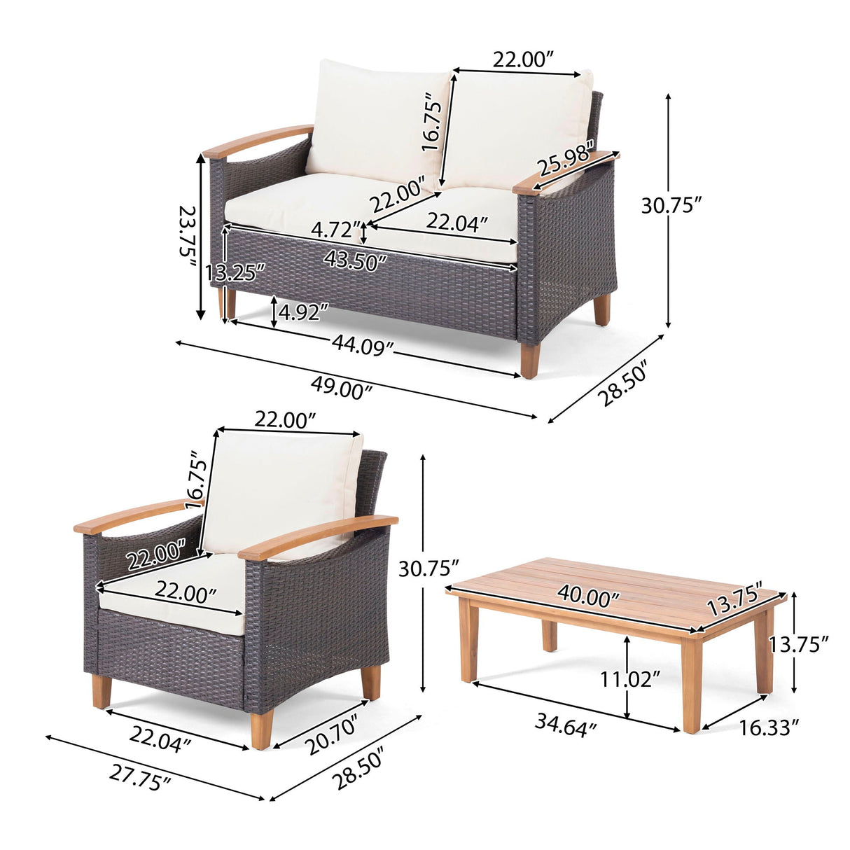 Isla Transitional Chat Set With Water Resistant Cushions - Teak