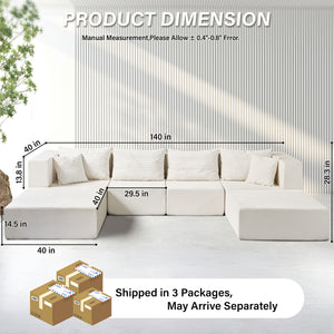 140" Modular Sectional Sofa Bed