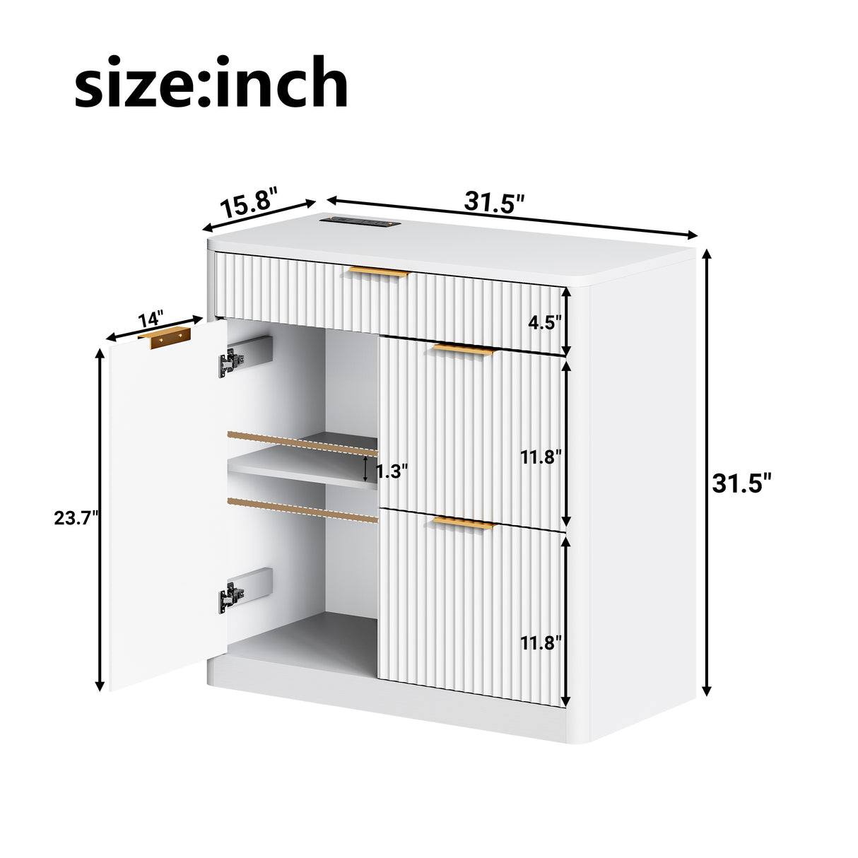 Freestanding Office File Cabinet with Built-in Charging Station