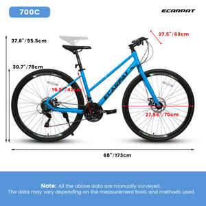 A28250 Road Bike With Aluminum Alloy Wheels, 21 Speed Gear System, Disc Brakes, Wide Tires
