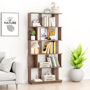 5 Tier Open Bookshelf, Free Combination Storage Shelving For Living Room - Dark Brown