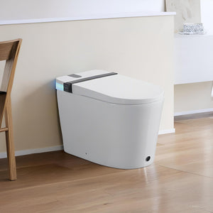 Smart Toilet With Bidet Seat Built In, Auto Open / Close Seat, Foot Sensor, LED Display - White