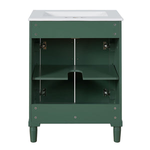 Bathroom Vanity With Integrated Sink, 2 Door Cabinet, Single Sink For Small To Medium Bathrooms